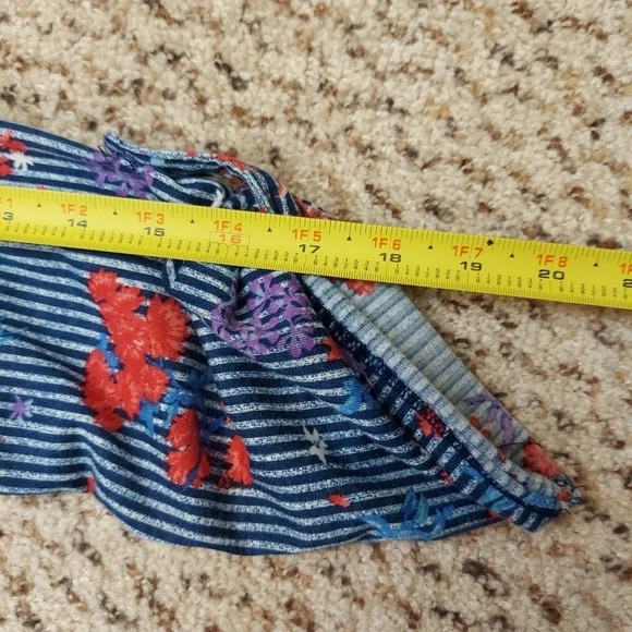 French Laundry Womens Size M Blue Floral Striped Button Front Blouse Long Sleeve - Picture 7 of 14